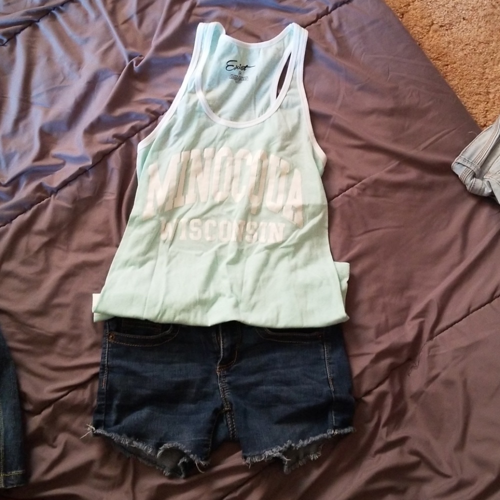 Jean shorts and tank top